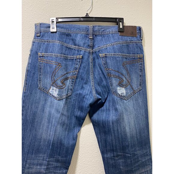 Carbon Black Distressed Jeans Mens 34x30 Blue Ripped Destroyed Denim 100% Cotton - Picture 9 of 15